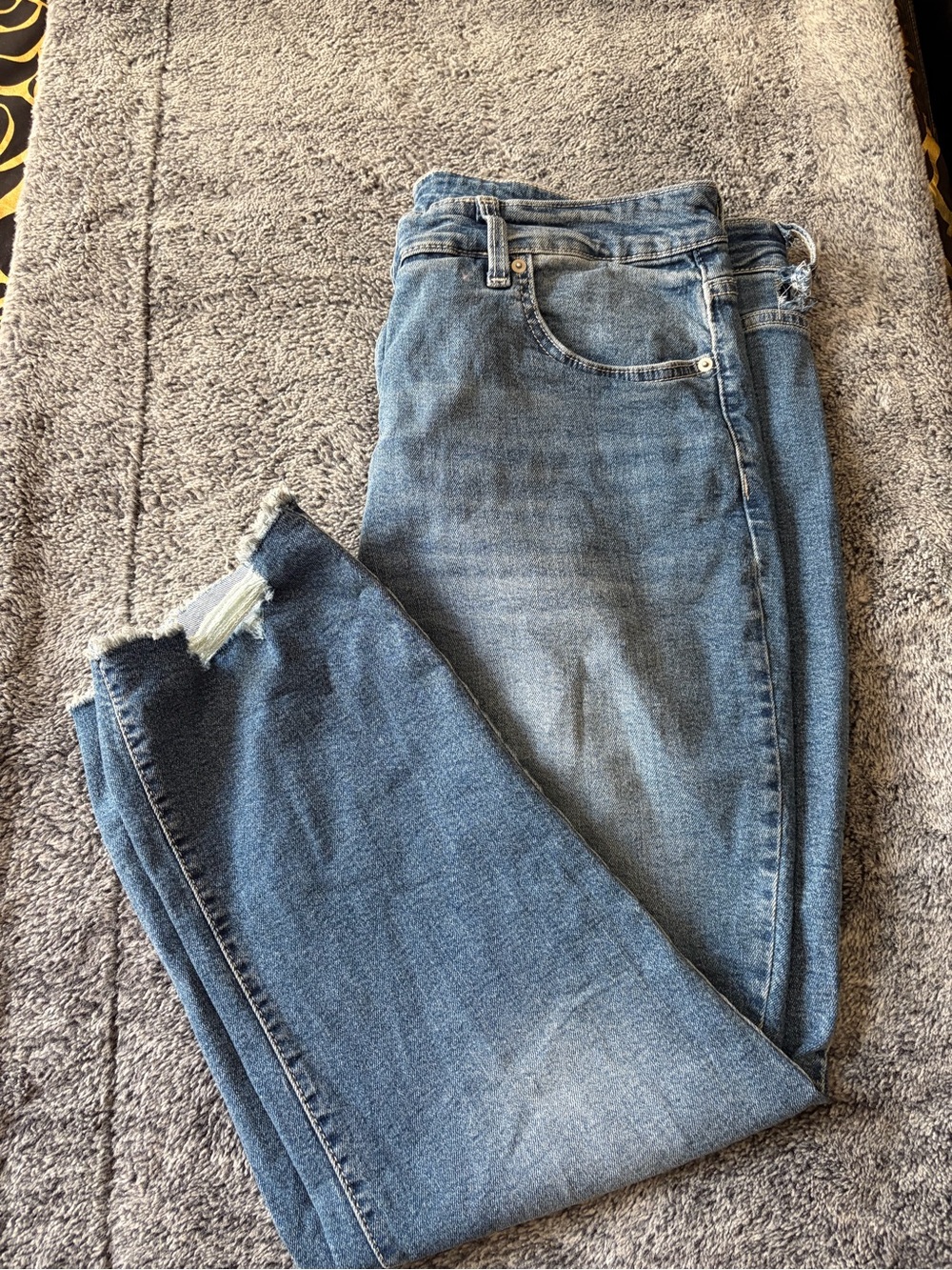 Time and Tru Women's Straight Leg Light Blue Distressed Jeans